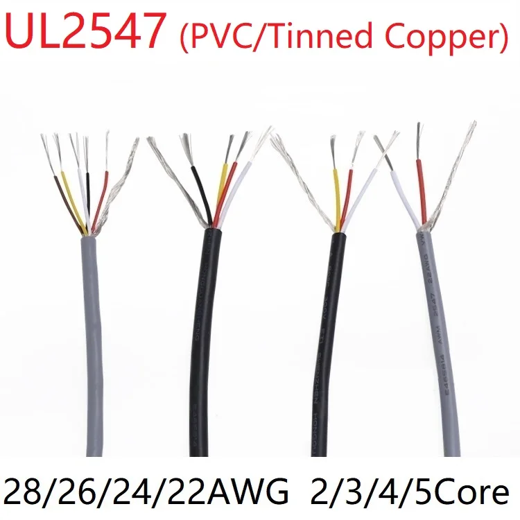 UL 2547-28//26//24//22AWG Shielded Cable 2//3//4//5 Cores Audio Headphone Signal Wire