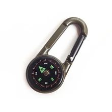 2 шт Двухсторонний многофункциональный брелок для ключей походный металлический карабин мини компас термометр Открытый комплект