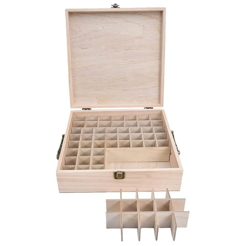 62 Slot Essential Oil Bottle Wooden Storage Box Case Display Organizer Holder Wood For Perfume Aromatherapy Container | Дом и сад