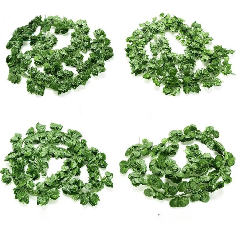 

200cm Artificial Ivy Green Leaf Garland Plants Vine Fake Foliage Flowers Home Decor Plastic Artificial Flower Rattan String