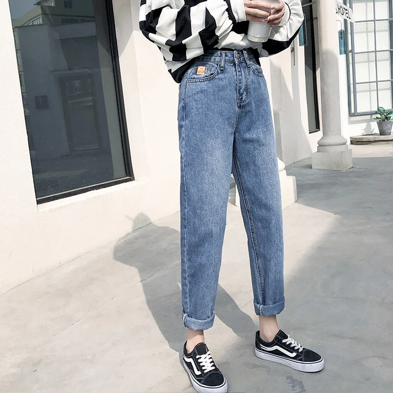 

Boyfriend Jeans For Women Loose clothesStreetwear Female Denim Harem Pants Leisure Ankle-length Pants blue trousers clothing