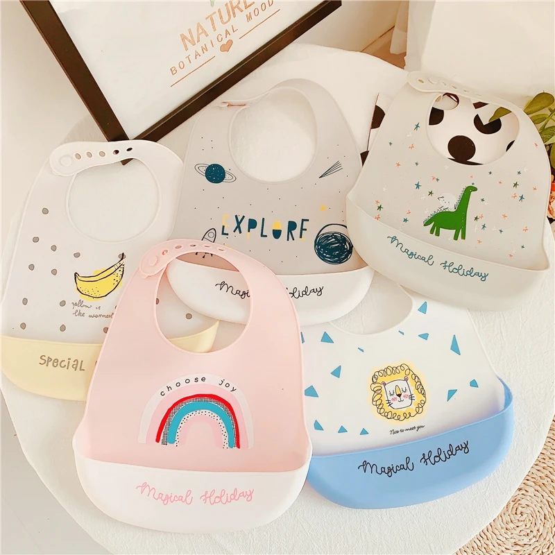 Baby Accessories cute	 Silicone Baby Bib Waterproof Saliva Towel Newborn Feeding Bibs Bandana Cartoon Aprons Adjustable Feeding Burp Cloth Saliva1PC Lunch Apron Toddler Silicone Bibs Baby Kids Girl Boys Waterproof Saliva Solid Feeding Bib 36 Colors baby Silicone Bib Aprons Baby Accessories cute	