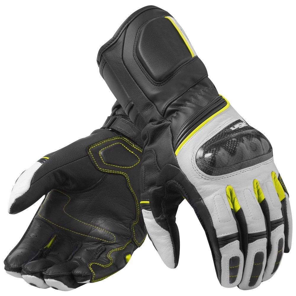 

RSR 3 Motorcycle Motocross Street Style Racing Leather Long Gloves White Yellow Neon