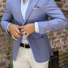 Изготовленный На Заказ льняной мужской костюм умный Повседневный смокинг жениха для мужчин s приталенный Блейзер зубчатые костюмы с лацканами 2 шт. Джек