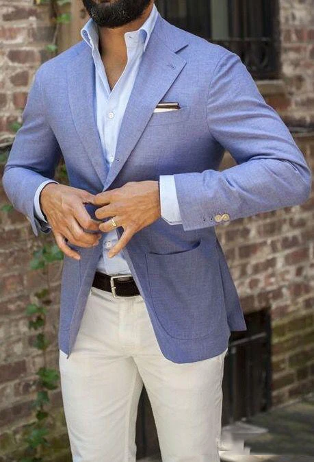 

Custom Made Linen Men Suit Smart Casual Groom Tuxedos Mens Blazer Slim Fit Notched Lapel Suits 2 Pieces Jack