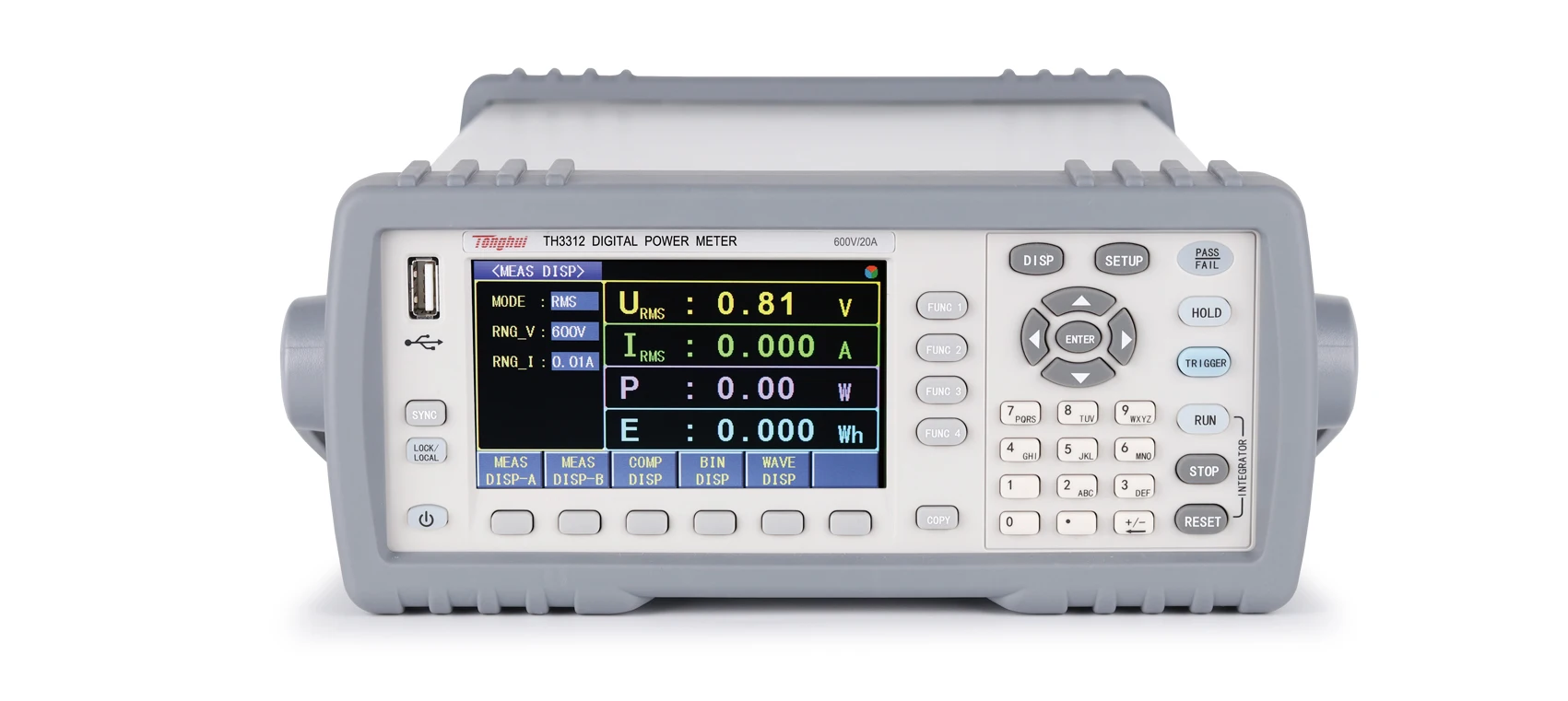 Tonghui TH3312 Single-phase AC&DC digital power meter AC/DC 600V,20A,TFT,power t