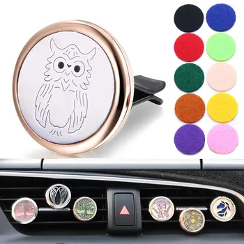 

10PCS Wholesale Rose Gold Car Air Freshener Perfume Diffuser Clip Car Air Vent Freshener Essential Oil Diffuser Locket Pendant