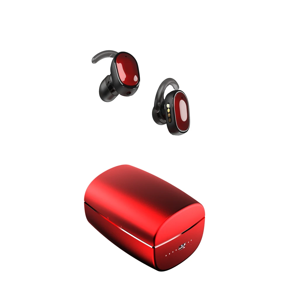 Conelz QCC3020 True Беспроводной TWS Bluetooth v5.0 стерео Hi-Fi наушники гарнитура с зарядкой чехол Шум сокращения - Цвет: Красный