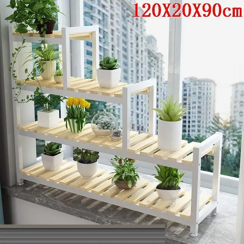 Decorativa Madera Indoor Plant Estanteria Para Plantas Pot Balcony Shelf Dekoration Stojak Na Kwiaty Outdoor Flower Stand - Color: Number 1