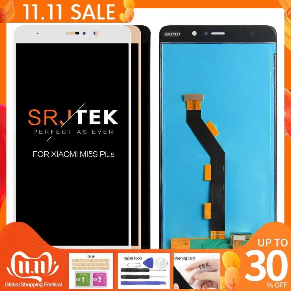 ЖК-дисплей 100% дюйма для xiaomi MI5S plus сенсорный стеклянный экран дигитайзер в сборе