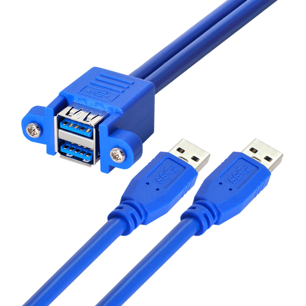 ZIHAN Combo Dual TYPE-C  Male to Stackable Female Extension Cable 50cm with Screw Panel Mount Holes