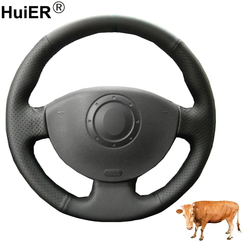 

Hand Sewing Car Steering Wheel Cover Top Layer Cow Leather For Renault Megane 2 2003-2008 Kangoo 2008-2012 Scenic 2 2003-2010