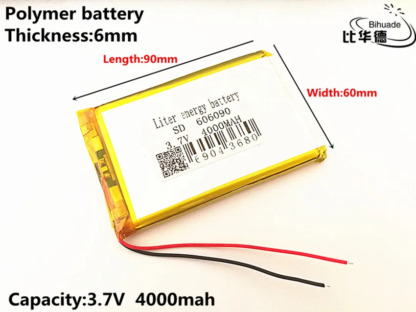 Polymer lithium ion battery 606090 3.7V 4000MAH can be CE FCC ROHS MSDS quality certification