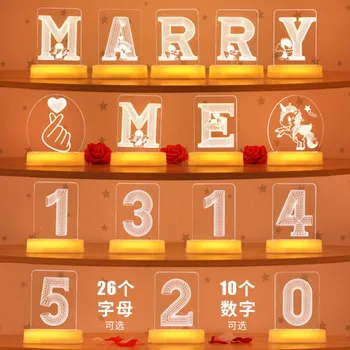 

3D LED Night Lamp Night Light Letter Modeling Light Proposal Decor Wedding Party LED Night Light