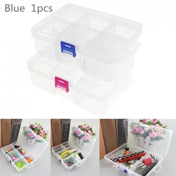 

Blue Buckle Large 6 Grid Transparent Plastic Detachable Storage Box Hardware Box Jewelry Case Assortment Box with Lid
