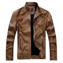 Мужская куртка из искусственной кожи, толстый стиль, размер M-2XL, приталенная Мужская брендовая модная куртка, Мужская зимняя одежда