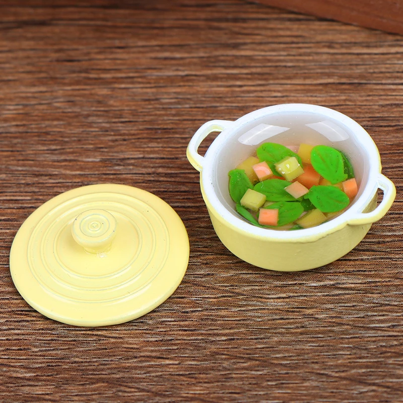 Hot Pot 1:12 Dollhouse Miniature Metal Cooking Soup Pot Cookware Dollhouse Kitchen Accessories Miniature 12