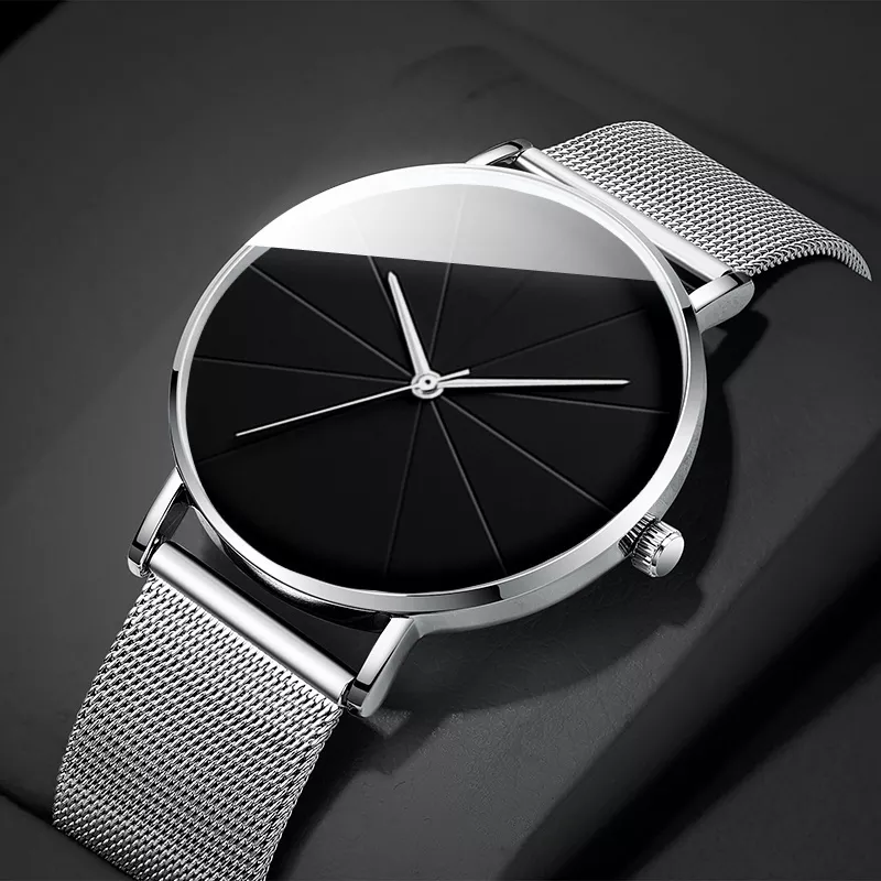 2021 Minimalist Men's Fashion Watches Simple Men Business Ultra Thin Stainless Steel Mesh Belt Quartz Watch relogio masculino 1