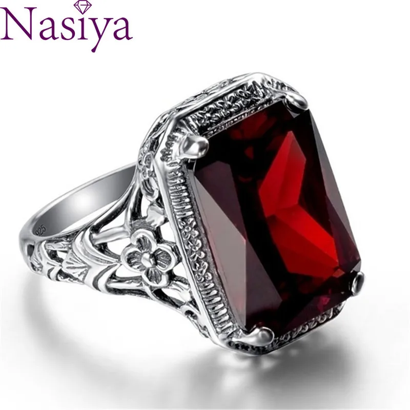 Vintage Ruby Engagement Ring Gemstone 925 Silver Ring Jewelry For Women Wedding Party Vintage Ruby Engagement Ring Gemstone 925 Silver Ring Jewelry For Women Wedding Party