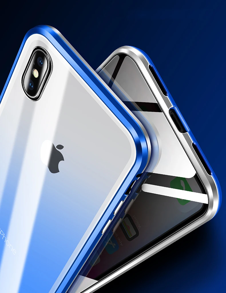 Высокое качество анти-писк стеклянный чехол для Apple iPhone XS MAX X XR 7 8 Plus Алюминиевый металлический градиентный чехол из закаленного стекла