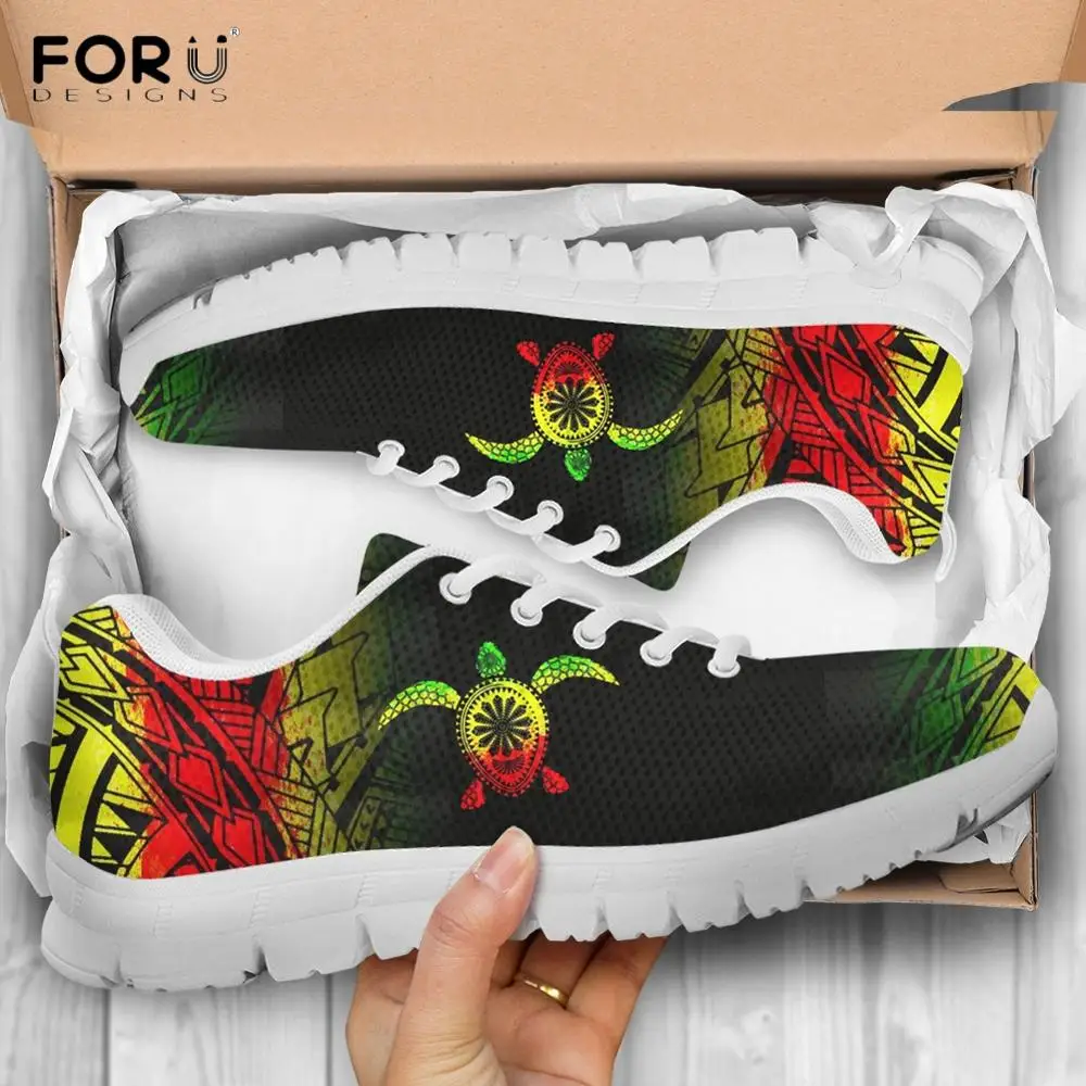 

FORUDESIGNS Polynesian Turtle Colorful Tradition African Floral Pattern Shoes Women Brand Design Spring/Autumn Sneakers Casual