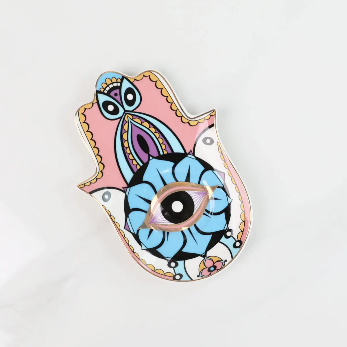 Ceramic Devil's Eye Jewelry Tray Teacup Coaster Jewelry Saucer Nordic Style Bergamot Palm Tray Decoration 3