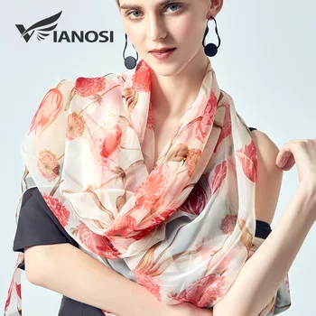 

[VIANOSI] Silk Scarf for Women Fashion Print bandana Brand Plus Size Shawl Summer Scarves for ladies hijab