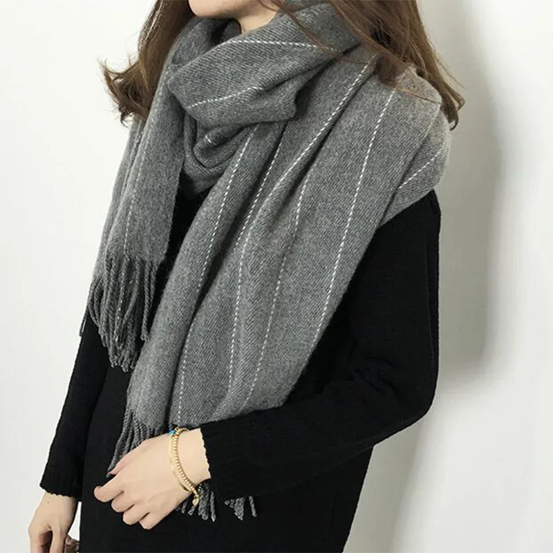 

Literary Neck Autumn and Winter New Versatile Vertical Stripe Scarf Warm sSawl 200M Length