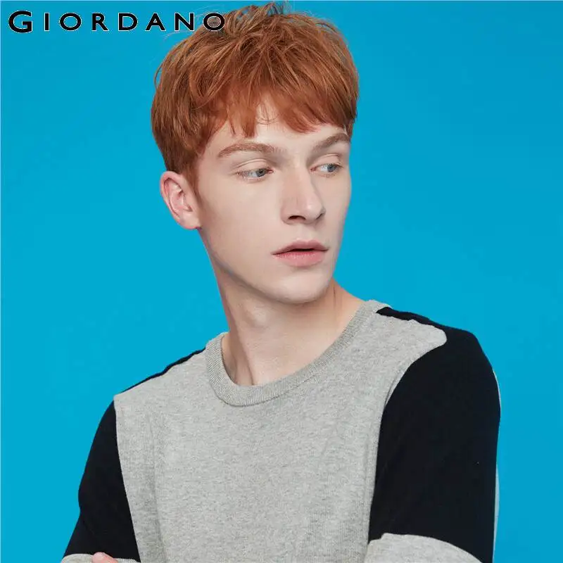 Giordano мужской джемпер с круглым вырезом под шею и длинными рукавами, из натурального хлопка