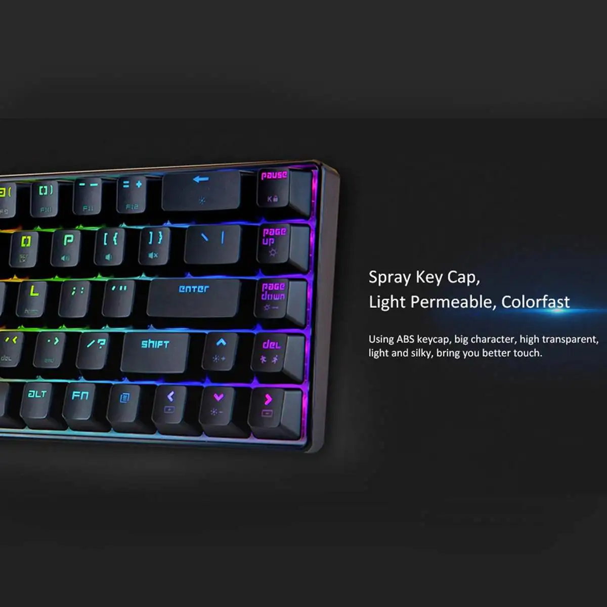 LEORY 68 клавиш USB 2,0 Проводная клавиатура синий переключатель RGB подсветка Механическая игровая клавиатура для ПК ноутбука