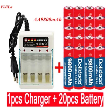 

1.5V AA 9800 mah rechargeable battery AA 1.5 V. Rechargeable New Alcalinas drummey +1pcs 4-cell battery charger