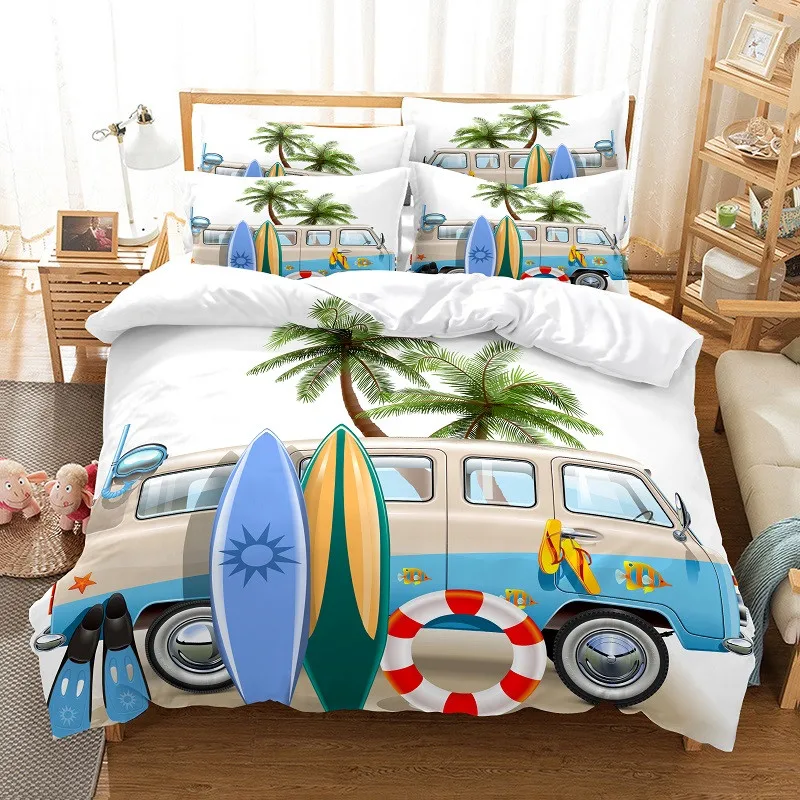 Children Bedroom Decoration Cartoon Car Airplane Pattern Down Bed Cover Pillowcase 3D Digital Print Bedding Set 