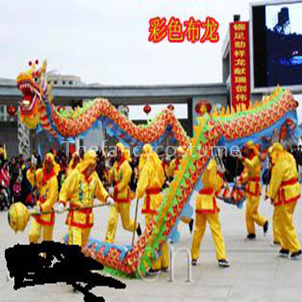 드래곤 댄스 소품 중국 전통 문화 10m 길이 실크 인쇄 패브릭 8 학생 퍼레이드 민속 축제 마스코트 의상
