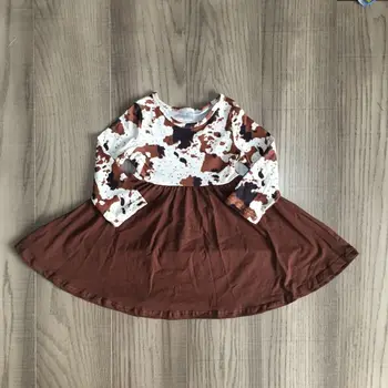 

baby girls fall dress girls tie dye dress kids cow brown dress