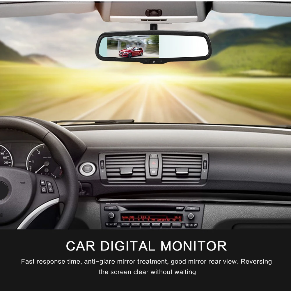 

Car Rearview Mirror Monitor HD Video Auto Parking Monitor LCD Screen 4.3 Car Digital Monitor Parking System