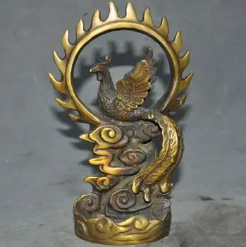 

China FengShui bronze Phoenix Phenix Fenghuang Bird Statue Incense Burner censer