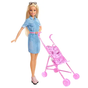 

Kids Plastic Mini Doll Foldable Removable Baby Stroller Pushchair Pram Carriage Doll Trolley Nursery Furniture Pretend Play Toy