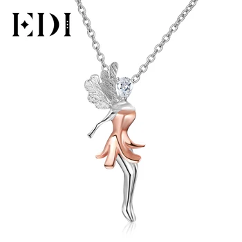 

EDI Fairy Soild 18k Multi-tone Gold 0.15ct Pear Shape Real Natural Diamond Pendant For Women Wedding Jewelry