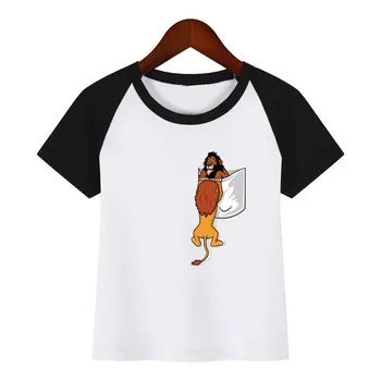 

Kids Summer Tops Boys Girls Cartoon The Lion King Scar Betrays Mufasa Pocket Print T-shirt Children Funny Baby Clothes