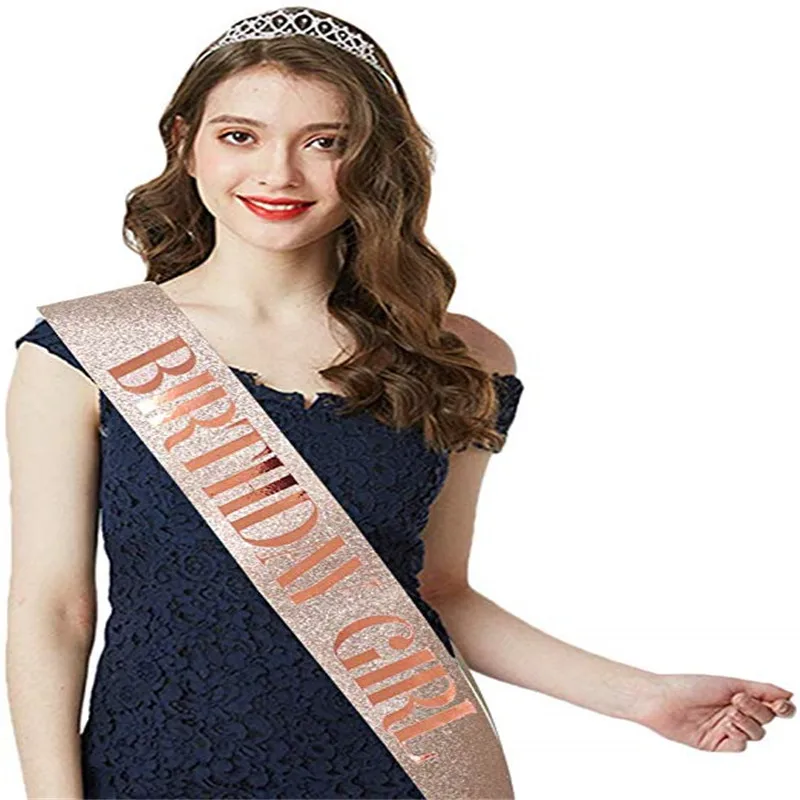 2_Pcs_Sets_Birthday_Party_Shoulder_Strap_Crown_Set_Birthday_Girl_Etiquette_Belt_Rose_Gold_Cloth (3)