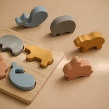 Ensemble de jouets 3D en Silicone pour bébés, Puzzle, animaux, jeu d'apprentissage précoce, d'équilibre, cadeau pour enfants 