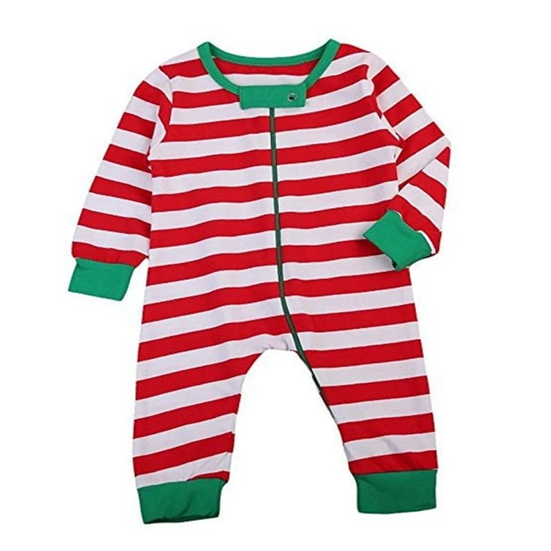 Для маленьких девочек и мальчиков, Рождественская Пижама Лидер продаж в полоску с длинными рукавами, комбинезон, одежда для сна, пижамы, комплекты, Одежда для младенцев, костюм для детей от 0 до 24 месяцев