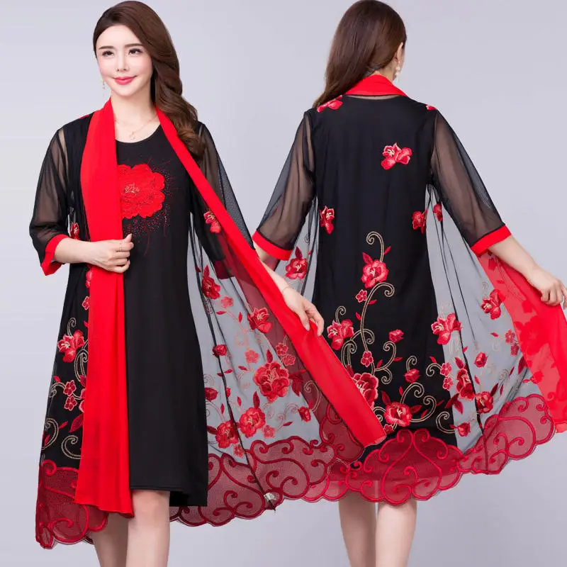 5XL блузка кардиган женский элегантный Повседневный Кардиган Блуза Femme уличная вышивка женские топы Свободная блузка кардиган для мамы Q2262