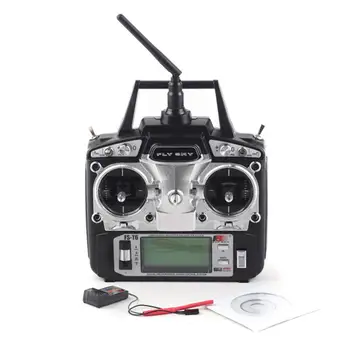 

2.4G Flysky FS T6 6CH LCD RC Model Remote Control Compatible with Multi-axis - Black Silver Left Right Hand Accelerator