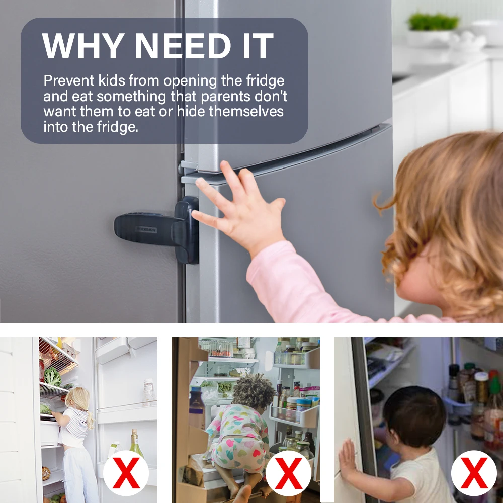 EUDEMON Child Safety Fridge lock Single-Door Refrigerator Lock for Kitchen Child Protection Kids Safety Care Freezer Lock