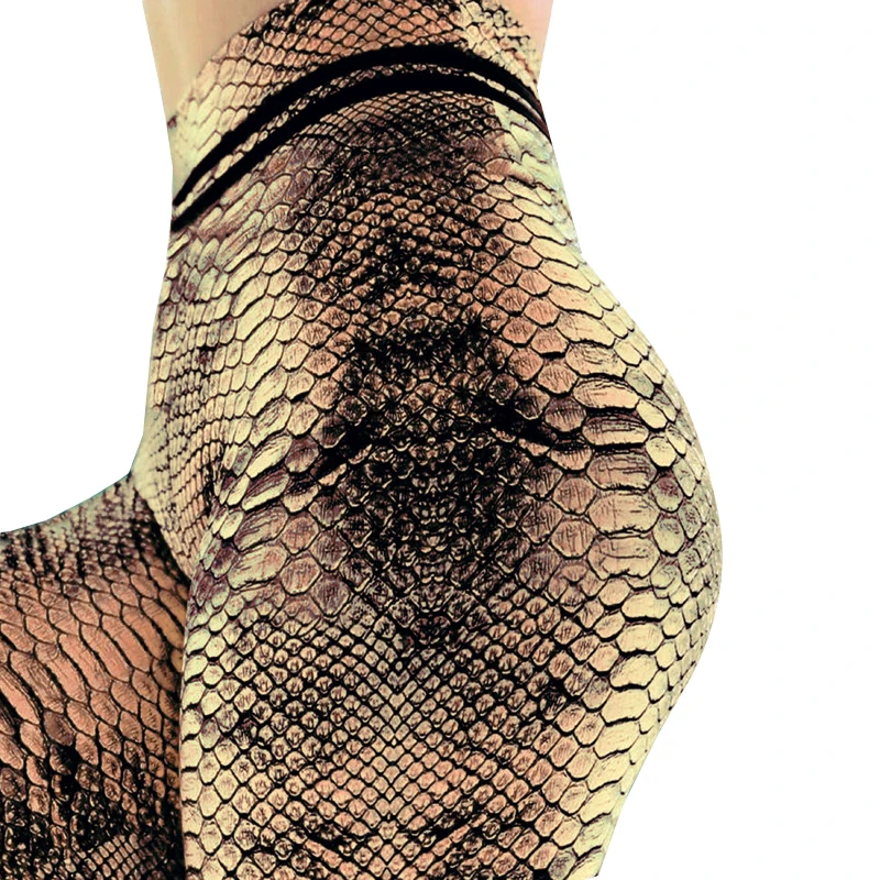 

NORMOV Women Yoga Fitness Push Up Leggings High Waist Workout Legging Pants Fashion Female Snake Skin Printed Leggings 2019