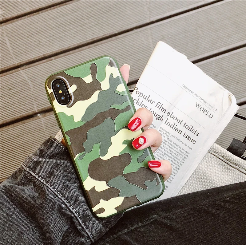

Simple Camouflage pattern Couple Phone Cover Case For Iphone X 11 pro Xs Max Xr 10 8 7 6 6s Plus Luxury Soft cases Coque Fundas