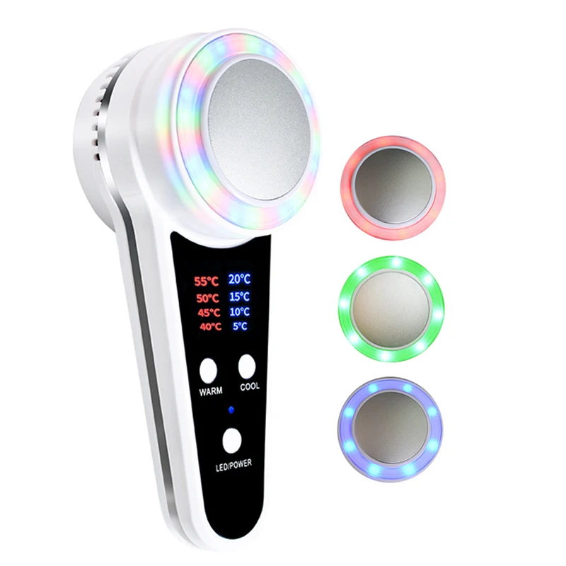 Многофункциональный светодиодный массажер для лица с горячим и холодным