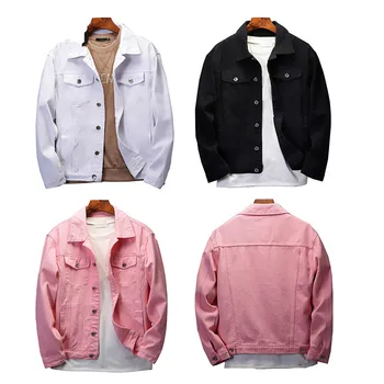 

KSTUN denim jacket for men black jean jacket solid white pink men's jackets regular fit jeans jacket fashions chaqueta vaquera
