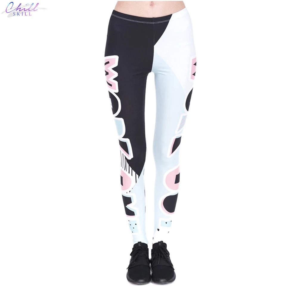

CHILL SKILL Fashon Fitness Woman Legins Work Out Patches Printing Work Out Legging Women High Waist Slim Leggings